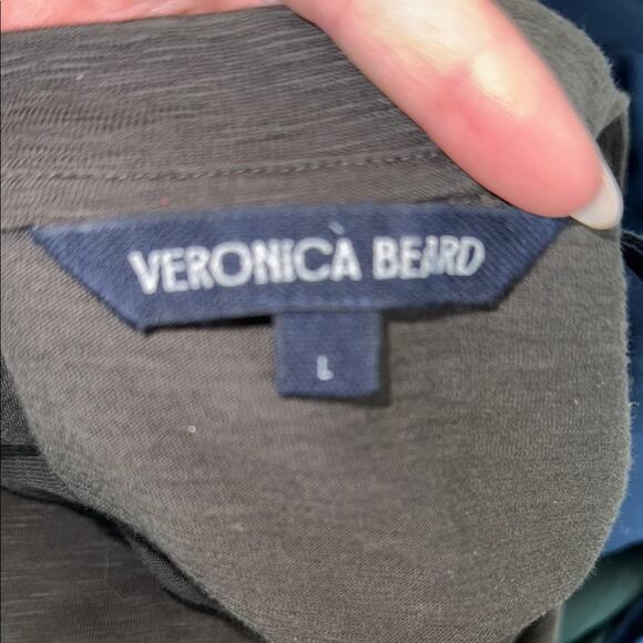 Veronica Beard Baseball Mason Charcoal Long Sleeve Tee Pimo Cotton Top Women's L - Picture 2 of 9